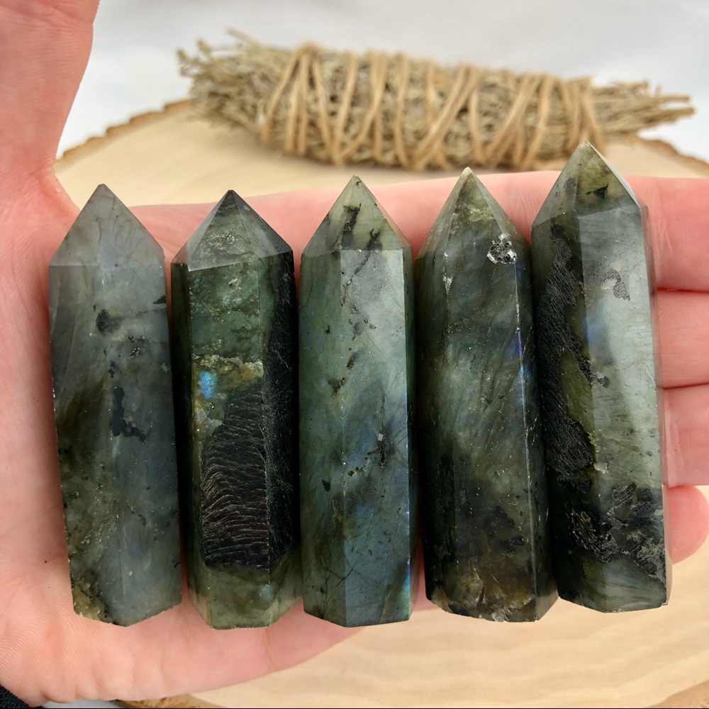 Labradorite Stone Healing Crystal Pyramid Tower Wand Point Obelisk Rock - Picture 3 of 7